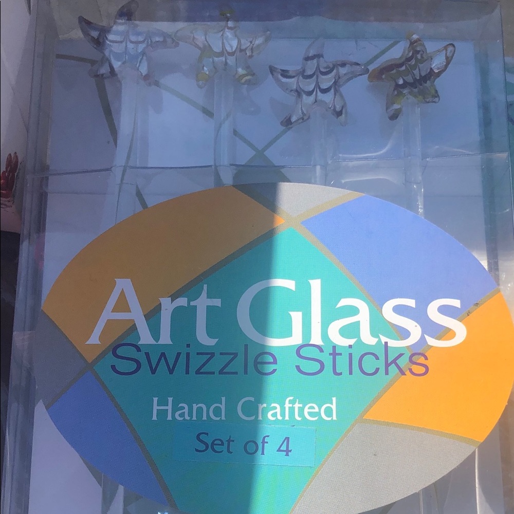 Glass starfish drink stirrers- set of 4